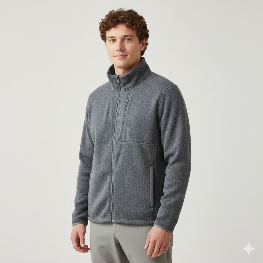 LL Bean Mens XXL Regular Gray Sweater Fleece Full‎ Zip Jacket 500020